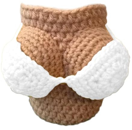 Neamou Gehäkelte Flaschenhülle, Gehäkelte Tassenhülle | Bikini-Häkel-Wärmeisolations-Cup-Ärmel,Tragbare süße Flaschenhülle, elastische Tassenhülle für Gläser, Flaschen, Tassen