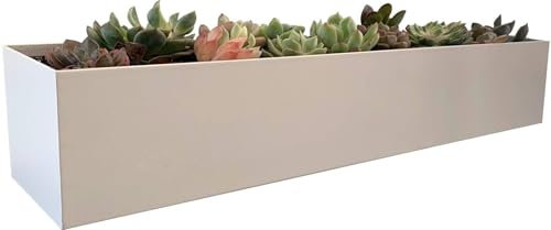 PSOIRGCNH Modern Rectangle Succulent Trough Planter - Decorative Indoor/Outdoor Table or Windowsill Herb Planter (1pc 32'' White)