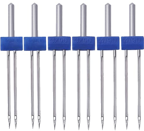 6 Pièces Sewing Machine Stretch Twin Needle, Aiguilles Doubles, Aiguille Jersey Machine à Coudre, pour Machine à Coudre Domestique