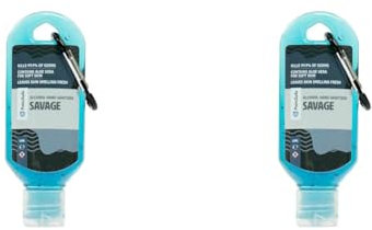 Palm Safe Savage 60ml Anti Bacterial Premium Hand Sanitiser Travel Size Refillable Clip Bottle Quick Drying Non Sticky Extra Moisturising Kills 99.9% of Viruses and Bacteria (Pack of 2)