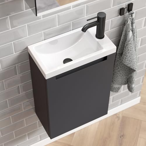 Zentrobad Premium Handwaschbecken mit Unterschrank 40 cm anthrazit matt lackiert