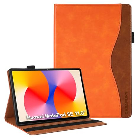 CASAFUNY Custodia Cover Compatibile con Huawei MatePad SE 11 Pollici 2024 Custodia Protettiva Case in Pelle PU con Auto Sveglia/Sonno per Huawei MatePad SE 11 2024, Arancio