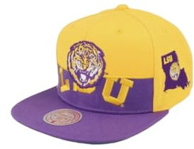 Mitchell & Ness LSU Tigers Half N Half Yellow Purple Snapback Hat Cap, Gelb/Violett, Einheitsgröße