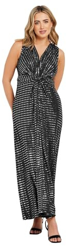 M&Co & Silver Sequin Twist Front Maxi Dress - Women's
