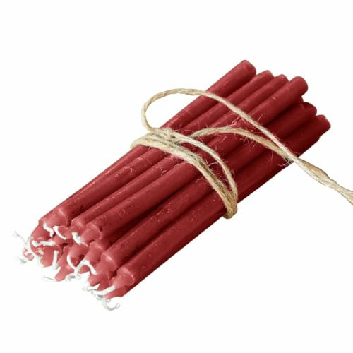 Loberon Kerze 20er Set Lysarion, rot | Weihnachten, Winter, Festtage, Stabkerze, Durchgefärbt, Geruchslos, Lange Brenndauer
