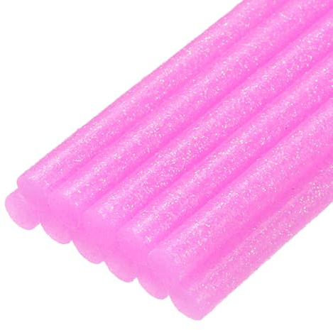 sourcing map Mini bastoncini di colla a caldo per pistola per colla a caldo, 7 mm x 100 mm, glitter rosa chiaro, 12 pezzi