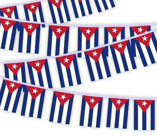 30 Stück Kuba Flaggenkette Fahnen, 10 Meter kubanischen Rechteck Seilfahnen, dekorative Banner verwendet, um Innenhöfe zu schmücken String Cuba