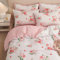 Freyamy Blumen Bettwäsche 135x200cm 4teilig Weiß Rosa Rot Liebe Floral Mädchen Bettwaren-Sets Microfaser Herz Bettbezug 2 Bettdeckenbezüge mit Reißverschluss und 2 Kissenbezug 80x80cm