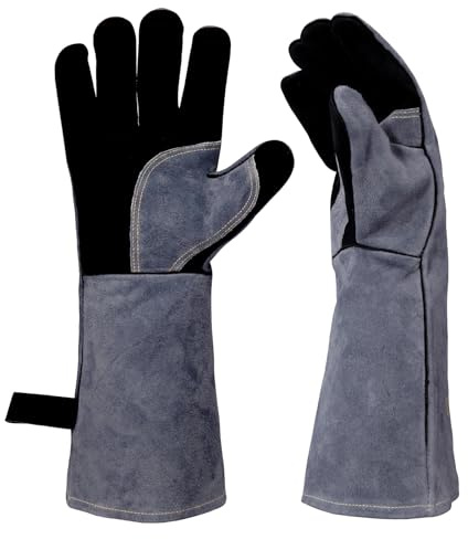iuhkjnuh large 16 Inches,932℉,Leather Forge Welding Gloves, Heat/Fire Resistant,Mitts for BBQ,Oven,Grill,Fireplace,Tig, Beekeeping,Mig,Baking,Furnace,Stove,Pot Holder,Animal Handling Glove.