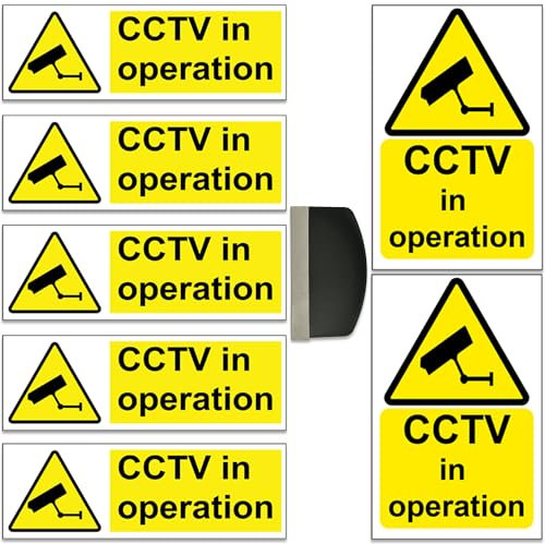 CCTV Sticker Pack of 7 CCTV Sign Sticker In Operation Stickers Security CCTV Camera Sign 5 of 15cm x 5cm and 2 of 9cm x 14cm