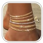 Nelytiya 6 Pcs Fußkettchen Für Damen Gold Fussketten Für Frauen Wasserfester Sommer Fußkette Schmuck Strand Verstellbares Zierliches Fußkettchen Set
