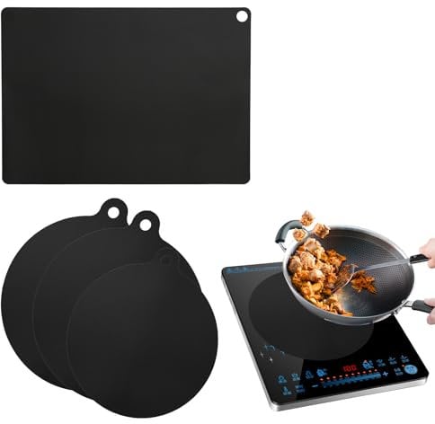 4 Stück Induktionsschutzmatte(0.7mm), Herdabdeckplatte,Induktionsfeld Abdeckung – Hitzebeständig bis 260°C,Antirutsch Ceranfeld Schutz,Kochfeld Abdeckung,Induktionsmatte Set,Herdplatten Abdeckungen
