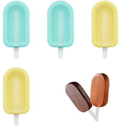4 Pieces Silicone Popsicles Molds, Ice Cream Moulds with Sticks, Reusable Ice Lolly Moulds, Homemade Ice Pop Molds Set, DIY Homemade Dessert Mould, Convenient Kitchen Tool