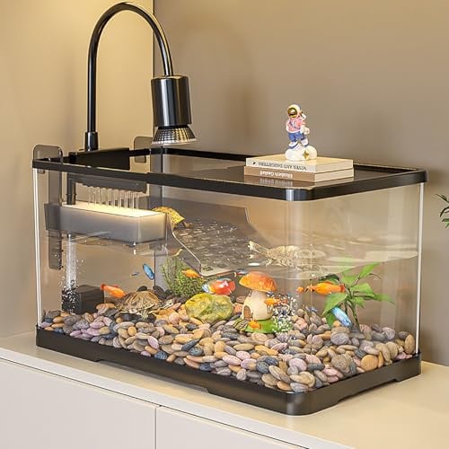 Acuario para Tortugas Acuáticas De Interior Zona Basking Integrada para Hábitat Tortuga Hábitat con Hábitat Mascotas Accesorio(Large)
