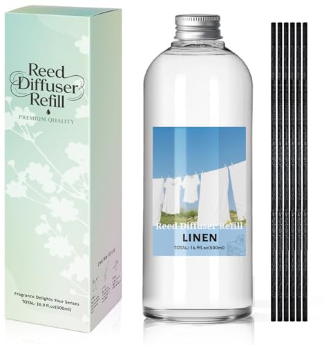 SCENTORINI Fresh Linen Reed Diffuser Refill Oil 500ml with 6 Sticks