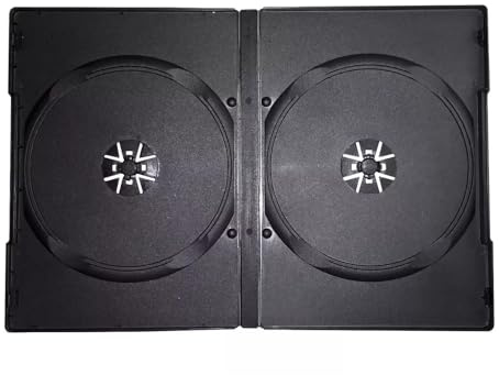 RIVERMEDIA Double Black Matte DVD Case 14mm – 2 Disc Storage Case – Standard Size Replacement DVD Box with Clear Outer Sleeve (100)