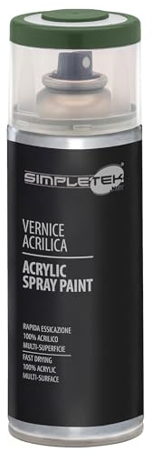 SIMPLETEK - Bomboletta Vernice Spray Acrilico Verde Militare RAL 6003 Colore Brillante Universale Multimateriale Interni Esterni 400ml (1 pezzo)
