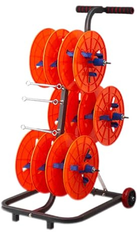 Heavy-Duty Cable Reel Holder Dispenser with Tool Box and Wheels for Electricians