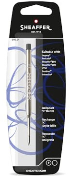 Sheaffer - Fine Ballpoint Pen Refill, “K” Style, Black, 99334