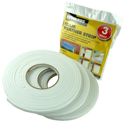 3 ROLLS DRAUGHT EXCLUDER FOAM - WATERPROOF SELF ADHESIVE BACKED TAPE - IDEAL FOR DOOR AND WINDOWS