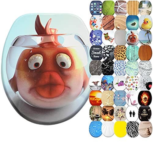 Sanilo Soft Close Toilet Seat, Wide Choice of New Toilet Seats, Stable Hinges, Easy to Mount (Goldfish)