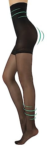 CALZITALY Collant Modellanti Vita Alta, Calze Contenitive Snellenti Effetto Push Up (M, Nero)