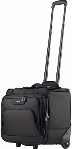 Leichter Pilotenkoffer aus Polyester von LIGHTPAK, Business-Koffer mit Notebookfach; Reise Handgepäck Laptop Business-Trolley für Kurzreisen in Schwarz mit Teleskop-Griff