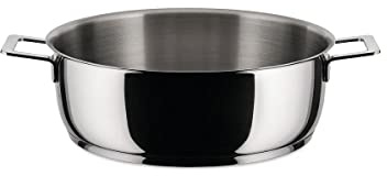 Alessi AJM102/24 POTS & PANS Flache Kasserolle with two Griffen aus stainless steel