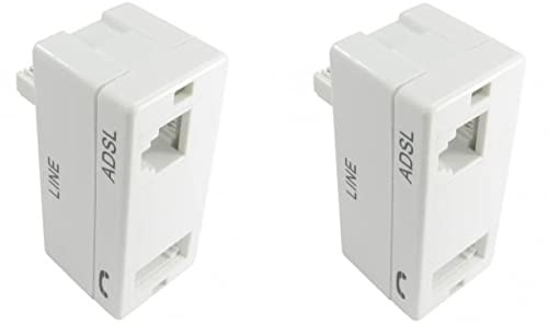 Alida Systems ® - ADSL Microfilters (2 Ports) - Ethernet, RJ11 - Compatible with PC, Smartphone, Tablet & More - Home Use - White