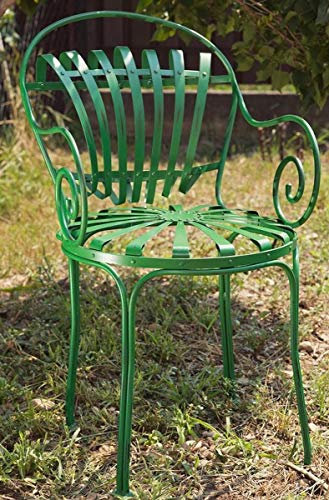 Casa Padrino wrought iron garden chair with armrests Ø 46 x H. 94 cm Art Nouveau Garden Furniture, color:green