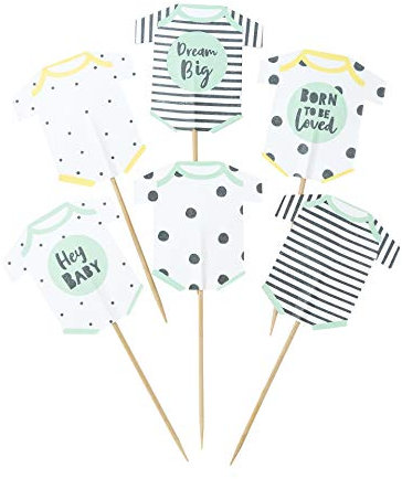 Talking Tables Newborn Celebration Shower New Baby Welcome Born to Be Loved Cake Toppers 12Pk, Paper