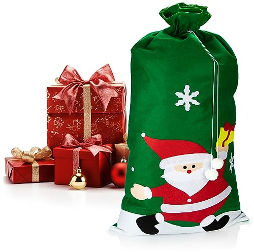com-four® XXL Geschenksack für Weihnachten mit Weihnachtsmann-Motiv - Nikolausbeutel zum Befüllen - Weihnachtssack - Gabenbeutel für Weihnachtsmannkostüm und X-Mas-Dekoration