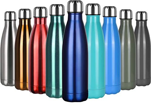 flintronic Bouteille Isotherme, 500 ML Bouteille d'eau en Acier Inoxydable, Isolant Sous Vide à Double Paroi, Bouteilles Chaudes/Froides sans BPA et écologique, avec 1 Porte-gobelet et 1 Brosse