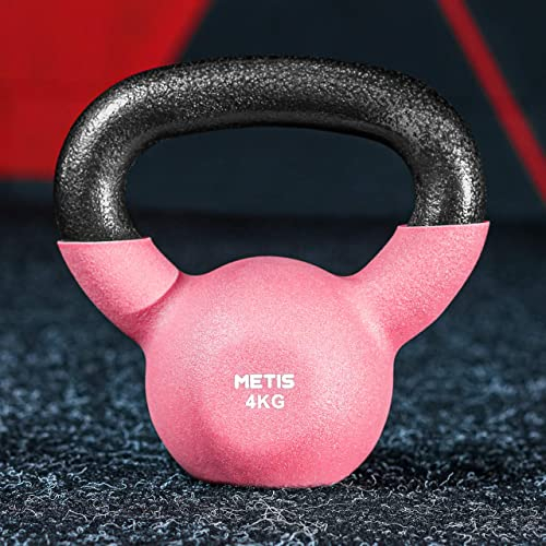 METIS Neoprene Kettlebells [4-28kg] | Exercise Equipment For Home Training & Gym Fitness – Heavy Lifting Kettlebell Weights | Cast Iron Kettlebell (4kg)