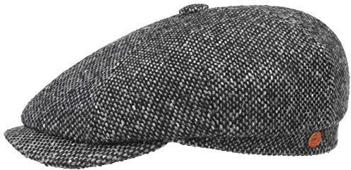 Mayser Seven Dover Flatcap Schirmmütze Schiebermütze Wollcap Herren - Made in The EU mit Schirm, Futter, Futter Winter Herbst-Winter - 57 cm schwarz