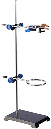 stonylab Lab Stand Set, Supporto in Acciaio con Asta (56.9 cm L), Morsetto per Girevole a 4-Pong, Anello di Supporto e 2 teste per Bossoli per Laboratorio