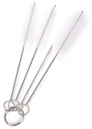 Hotaden 4pcs Stainless Steel Wash Drinking Pipe Straw Brushes Brush Cleaner for Wineglass Bottle Coffee Tea Mug