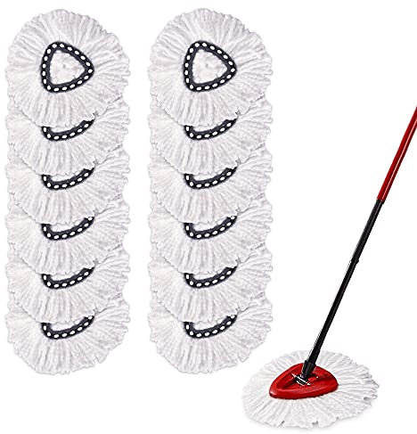 Yision 12PCS Mop Replacement Head,100% Microfiber Mop Refills Spin Mop Replacement Head,360 Micro Spin Cleaning Replacement Mop Heads for Easy House Cleaning Floor Mopping