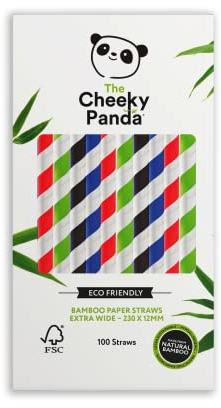 The Cheeky Panda Paille Bubble Tea Bambou Multicolore | 100 Pailles Jetables écologiques et Biodégradables