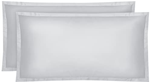 Amqua Mako Satin Kissenbezug 2er Set Kissenbezüge 40x80 cm, 100% ägyptische Baumwolle (Zertifiziert), grau/hellgrau
