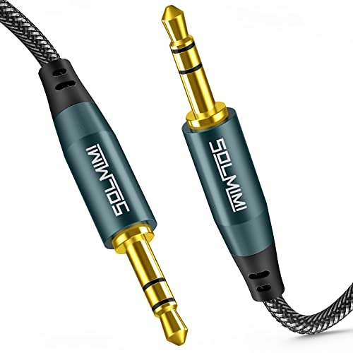 SOLMMI Aux Kabel 3,5mm Stereo Audiokabel (1.2M) Stecker auf Stecker Nylon Geflochtenes Kabel Audio Klinkenkabel für Smartphone, Kopfhörer, TV, Stereoanlage, Heimkino, Tablets