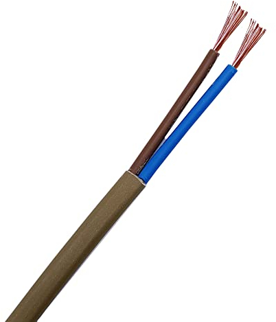 10m Stromkabel 2x0,75mm² 3G H03VVH2-F Schlauchleitung flach PVC Kabel Flachkabel (Gold)