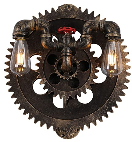 Jadssox Retro-Steampunk-Wandleuchte, Gang-Wandleuchte, Wasserleitung, Wandhalterung, Bauernhausleuchte, industrielle Wandleuchte im Rohrstil, E27-Wandleuchte für Wohnzimmer, Loft-Bar
