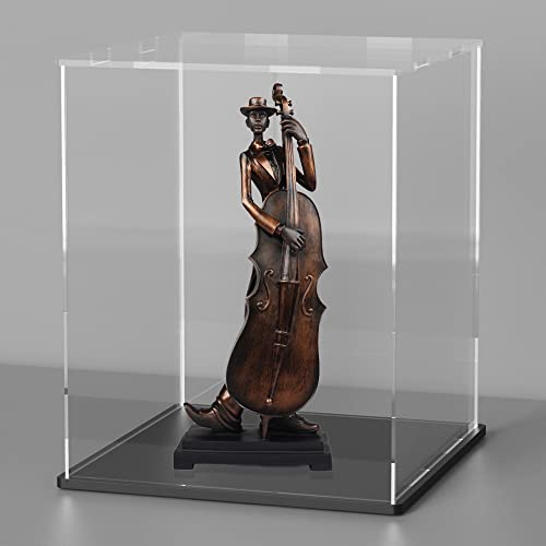 HOPEME Vitrine 20,3 x 20,3 x 30,5 cm, Acrylvitrine für Sammlerstücke, staubdichte Acrylvitrine mit Deckel und mattschwarzer Basis für Modelle und Actionfiguren