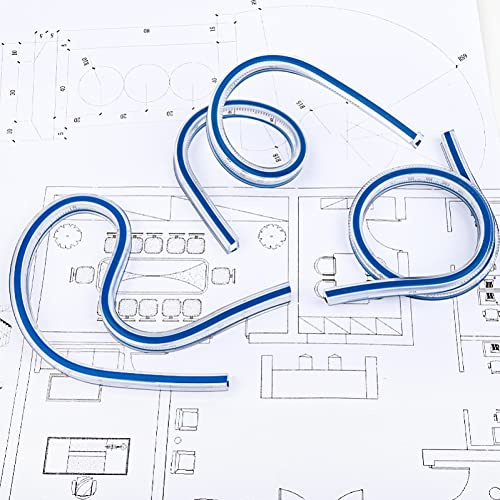 Smgda Flexibles Kurvenlineal, 30,5 cm, Lineal, biegbare Kurvenvorlage, doppelseitige Skala, cm/Zoll, Lineale, 3 Stück für Ingenieur, Zeichnen und Nähmusterherstellung, Design, Grafiken, Malen