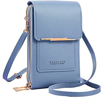 PORRASSO Handy Umhängetasche Touchscreen Crossbody Kleine Handytasche Mädchen Schultertasche PU Wasserdicht Crossbody Bag für Dating Einkaufen Reise Blau