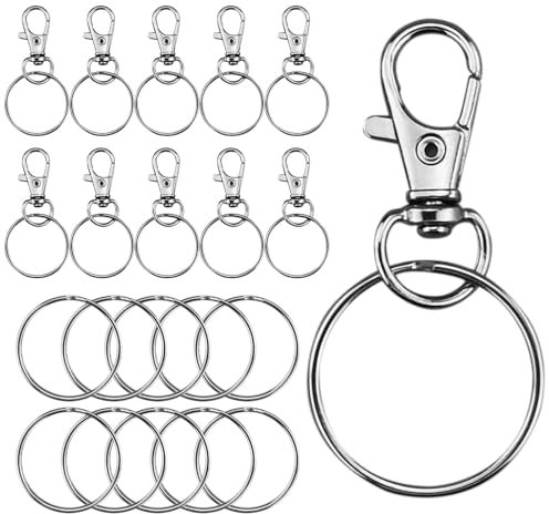 60Pcs Key Ring Clips Hoop, Keychain Hooks with Key Ring Unisex Keyring Keychains for Key Jewelry DIY Crafts Crafts Jewellery Making(30Pcs Lanyard Snap Hooks+30Pcs Key Rings)