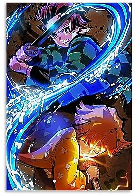 MUTYNE Anime Demon Slayer Tanjiro & Agatsuma Zenitsu Poster Dekorative Malerei Leinwand Wandkunst Wohnzimmer Poster Schlafzimmer Malerei 08x12inch(20x30cm)