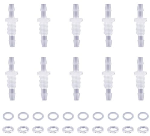 10 Confezioni 3/32 Pollice Thru-Bulk Bulkhead Raccordi Portagomma Plastica Raccordi per Tubi Flessibili Raccordi Connettore Tubo per Acquario Giardino Laboratorio
