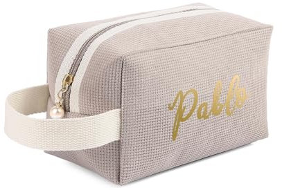 Jewelora Personalisierte Kulturtasche für Damen und Herren Cord-Kosmetiktasche Make-up-Tasche mit Gravur von Namen Kulturtasche zum Aufhängen Make-up-Organizer